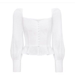 Pixie Market puff-sleeve, bustier Top